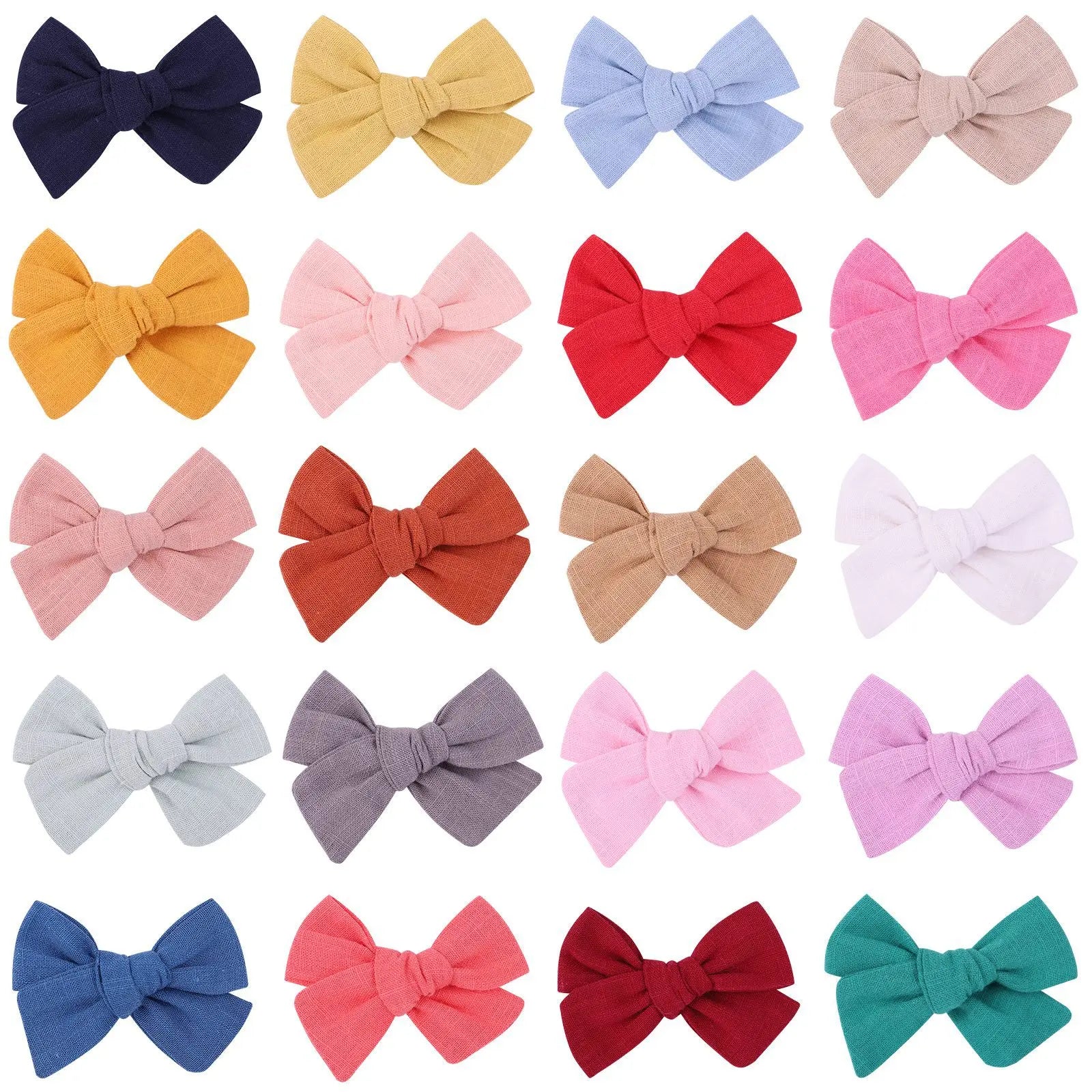 20Pcs random color cloth bowknot hairgripes cheer bows solid color girls hair bangs hair clip casual children's hair accessories
