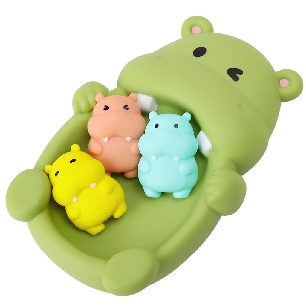 Bath Toys, Floating Teether for Infants, Soft Silicone Squeeze Toys, Sensory Bathtime Set for Newborns, Cute Animal Bath Buddies