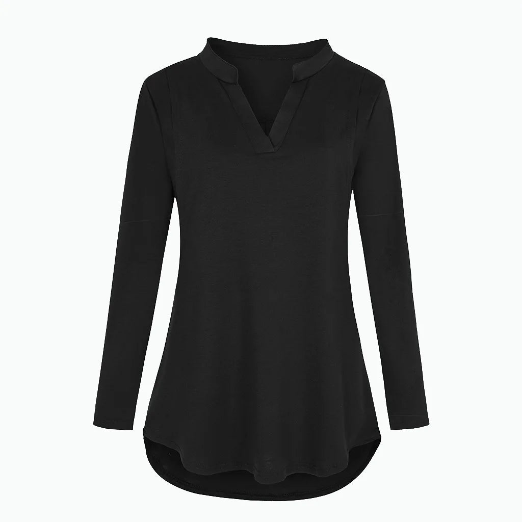 Women's Maternity Breastfeeding T-shirt V-Neck Solid Color Long Sleeve Nursing Tops Clothes for Pregnant Women