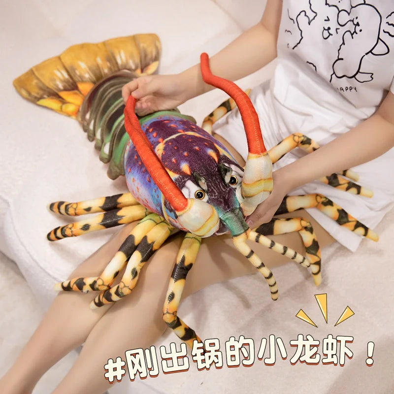 Colorful Lobster Plush Toy Stuffed Throw Pillow - Lifelike Design Creative Home Decor Funny Christmas Gift Vivid Lobster Theme