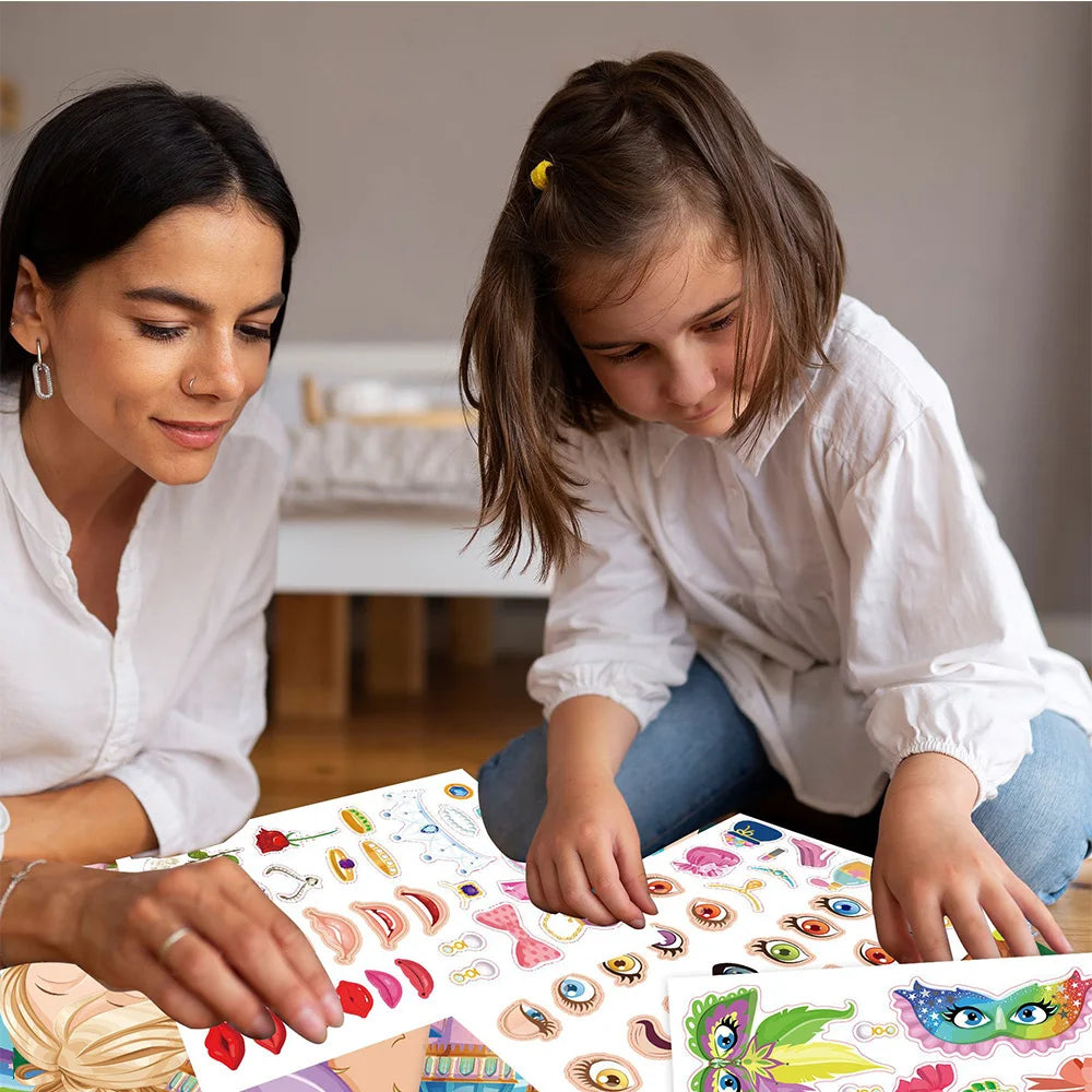Make a Face DIY Animal Princess Dinosaur Jigsaw Stickers Kids Puzzle Games Funny Cartoon Educational Craft Stickers Toy For Baby