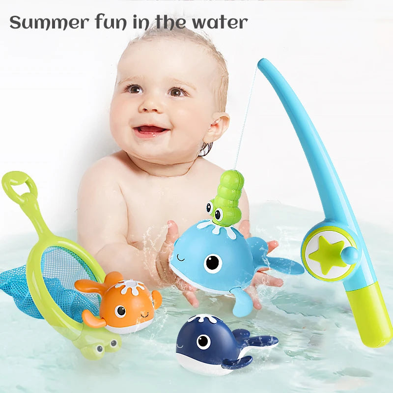 Children Bath Paddle Toys Magnet Fishing Toys Kids Swimming Pool Fishing Fun Game Toys Parent-child Interactive Water Toys Gift