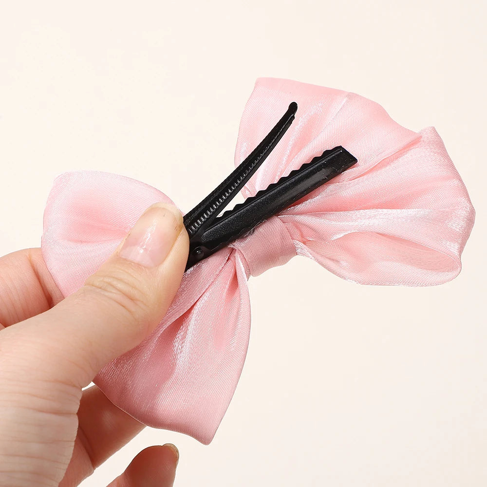 2Pcs/lot Big Bows Chiffon Hair Clips Cheer Bowknot Hairpin Children Headdress Fashion Girls Hair Accessories