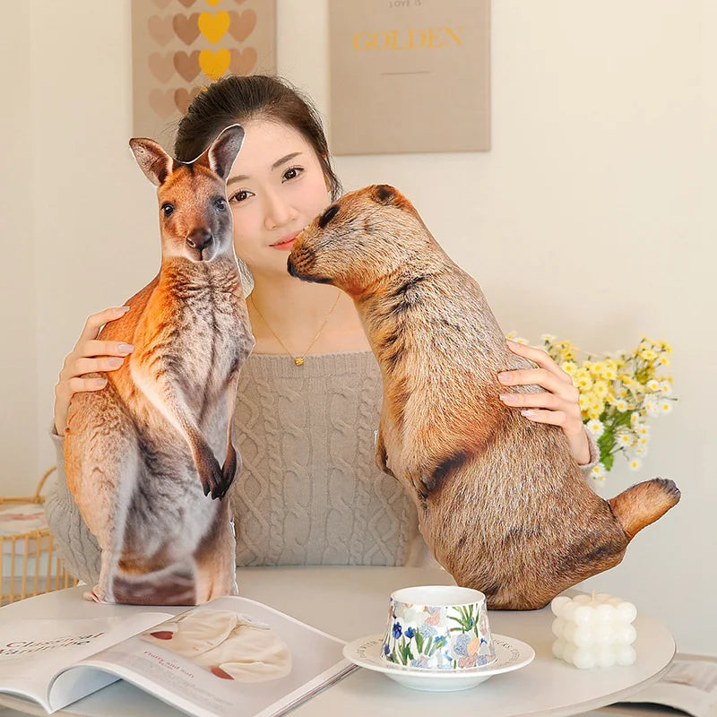 1pc 3D Simulated Forest Animal Throw Pillow Stuffed Lifelike Lion Fox Raccoon Zebra Tiger Sofa Bedroom Cushion Home Decor Kid Bi
