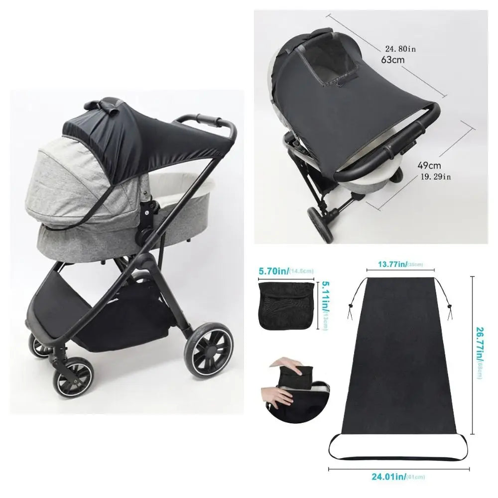 Extended Baby Stroller Sunshade Cover Sunscreen Breathable Baby Pram Canopy Lightweight Anti-UV Pushchair Visor