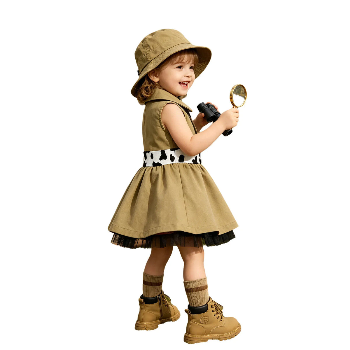 Toddler Baby Girls Zookeeper Suit Sleeveless Cute Animal Embroidery Tulle Dress Birthday Party Cake Smash Zoo Keeper Outfits