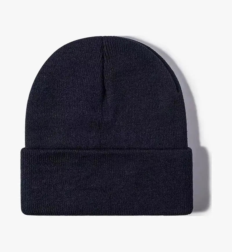 Knitted Hat For Men And Women Warm Beanie Model M01 Solid Color Rolled Edge