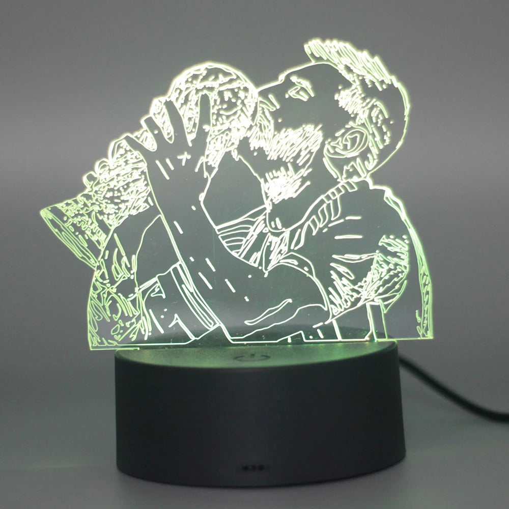 3D Illusion Night Light Messi 7 Color/16 Color Gradient Touch Switch LED Night Light Table Lamp (Crackle White)