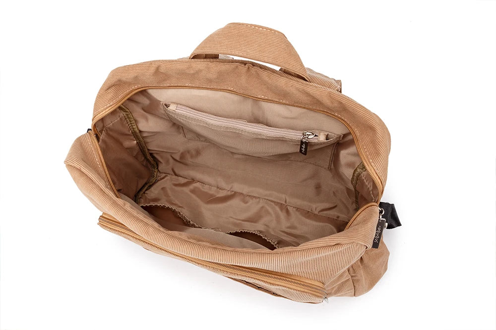 Soboba Large Capacity Diaper Backpack for Mom with Soft Corduroy Fabric and Convenient Design