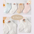 4pcs Newborn Socks Baby Summer Thin Cute Cute Mid Tube Short Socks Fashion New Baby Boneless Breathable Mid Tube Socks