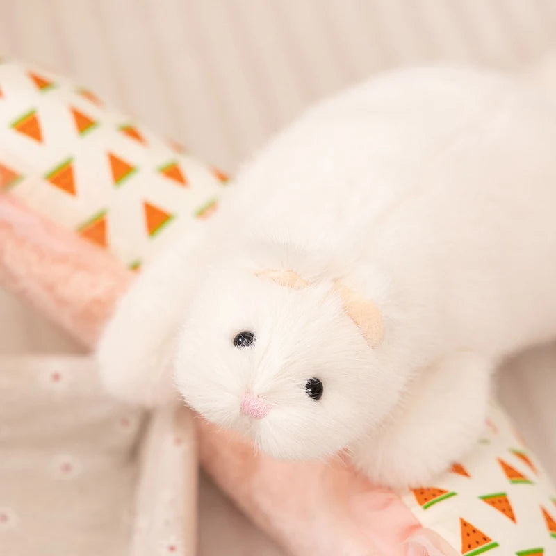 New Simulation Ferret Plush Toys Kawaii Lifelike Animal White Brown Mink Plushie Pillow Stuffed Soft Sofa Cushion Creative Gifts