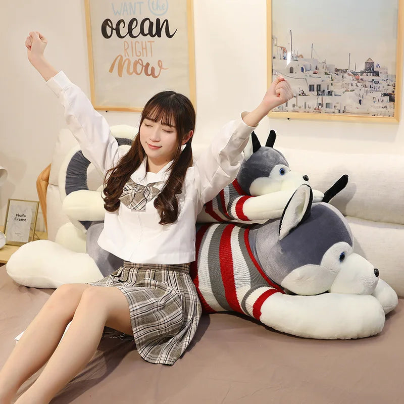 Hot New Huggable Giant Dog Plush Toy Soft Stuffed Husky Long Pillow Cartoon Animal Doll Sleeping Cushion Home Decor Kids Gift