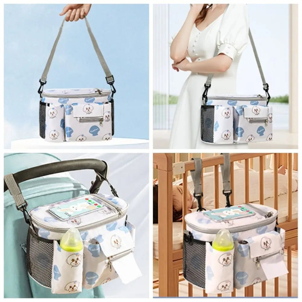 Multifunction Baby Pram Organizer Oxford Cloth Waterproof Baby Stroller Hanging Bag Diaper Bottle Storage Large-capacity