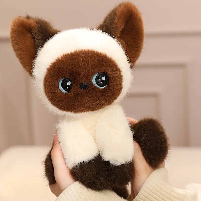 Nice Adorable Sitting Devon Cat Siamese Cat Plush Toy Doll Home Office Decoration, Perfect Gift For Cat Lovers Boys And Girls