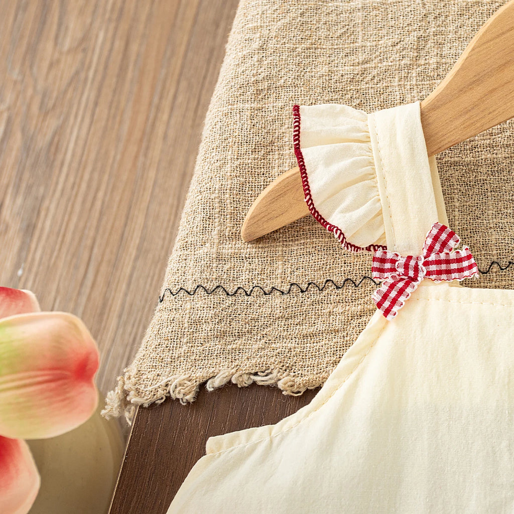 Baby Girl Dress Summer Strawberry Plaid Cotton Suspender Girl Dress Cute Bow Beach Princess Baby Dress Baby Girl Clothes