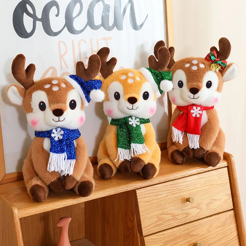 Latest Christmas Scarf, Deer Doll Pillow, Kawaii Stuffed Plush Toy Doll, Cartoon Anime, Cute Children's Birthday Gift, Fun Doll