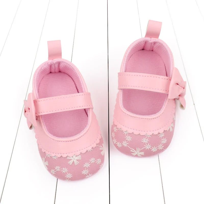 2025 Fashion Baby Shoes Soft Cotton and PU Newborn Toddler Prewalking Sneaker Cute Butterful Bow For 0-18M Baby Princess Shoes