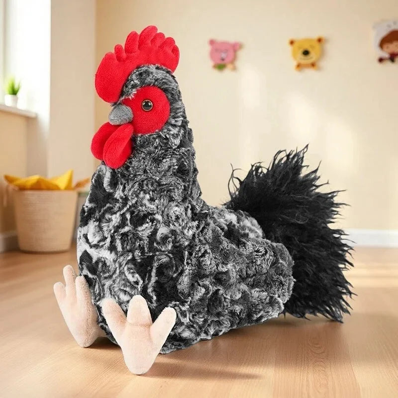2026 New Simulation Chubby Rooster Hen Black-bone Chicken Fluffy Simulation Animal Poultry Stuffed Soft Lifelike Huggable Pillow