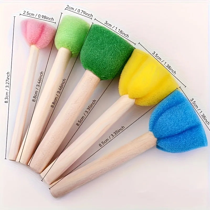 5Pcs/set Painting Sponge Brush Mini Colorful DIY Sponge Painting Tools for Kids Arts and Crafts
