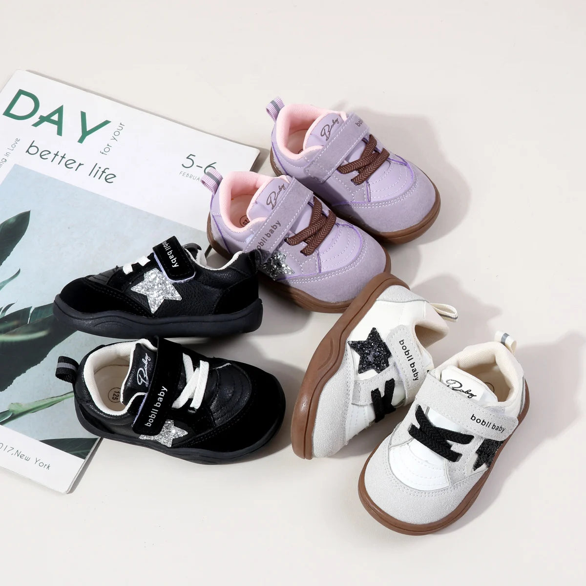 2025 Fashion Deisgn Baby Unisex First Walking Indoor Outdoor Sneakers With Glitter Star Decor Non-slip For 0-2Y Boys And Girls