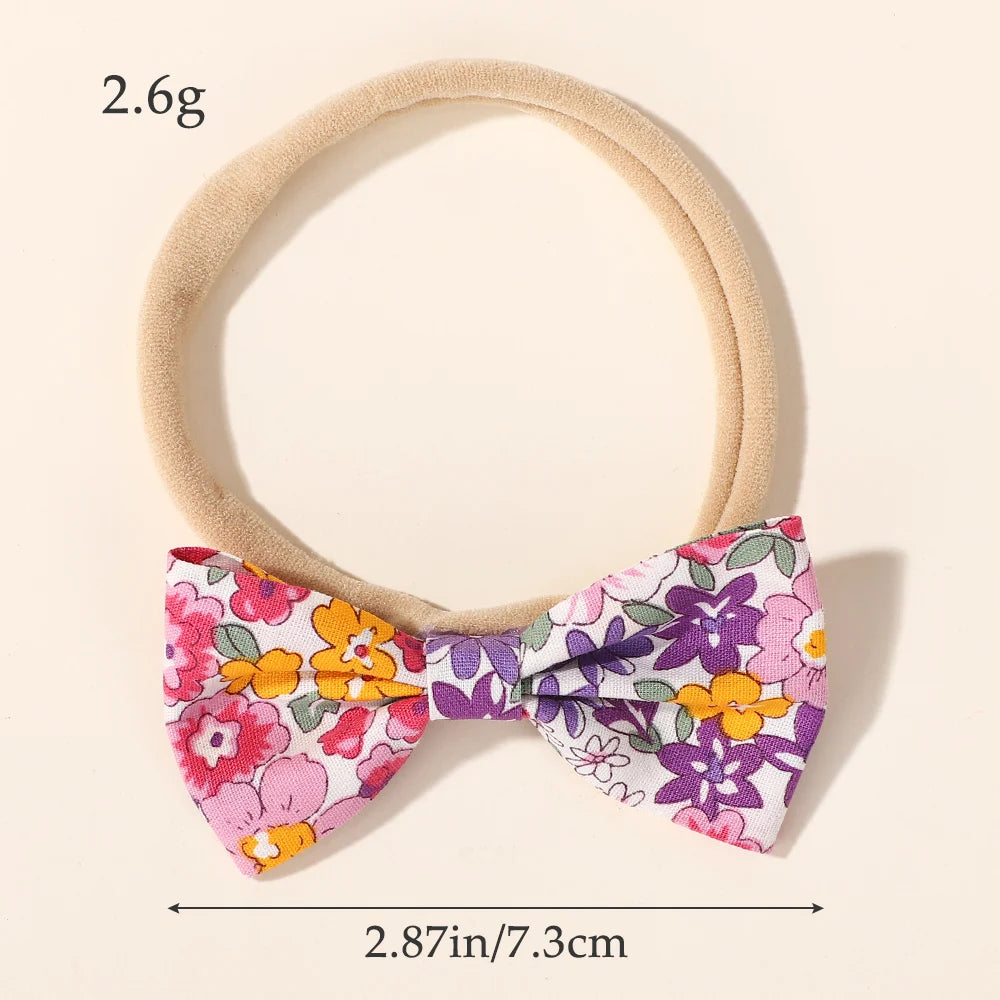 6Pcs random color printing flower hair band for baby girls elastic headband lovely 0-3Y infant headdress
