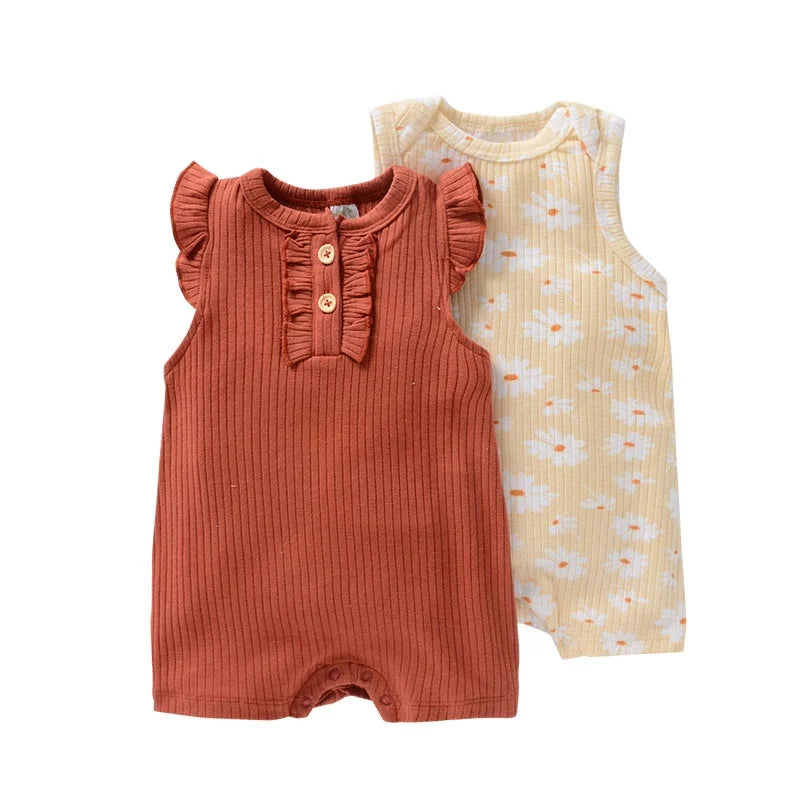 Summer Infant Sleeveless Baby Bodysuits 2 Pack for Newborn Girls Onesies Easy Care