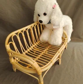 Handmade Baby Bamboo Bench & Bed + Rattan Basket Newborn Photography Props Container for Infant Posing Baby Studio Shooting Use