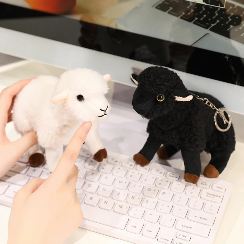 Wholesale Sale Realistic Sheep Plush Toys Soft Stuffed Standing Sheep Doll Pendants Cute Delicate Keychian Pendants Bags Decor