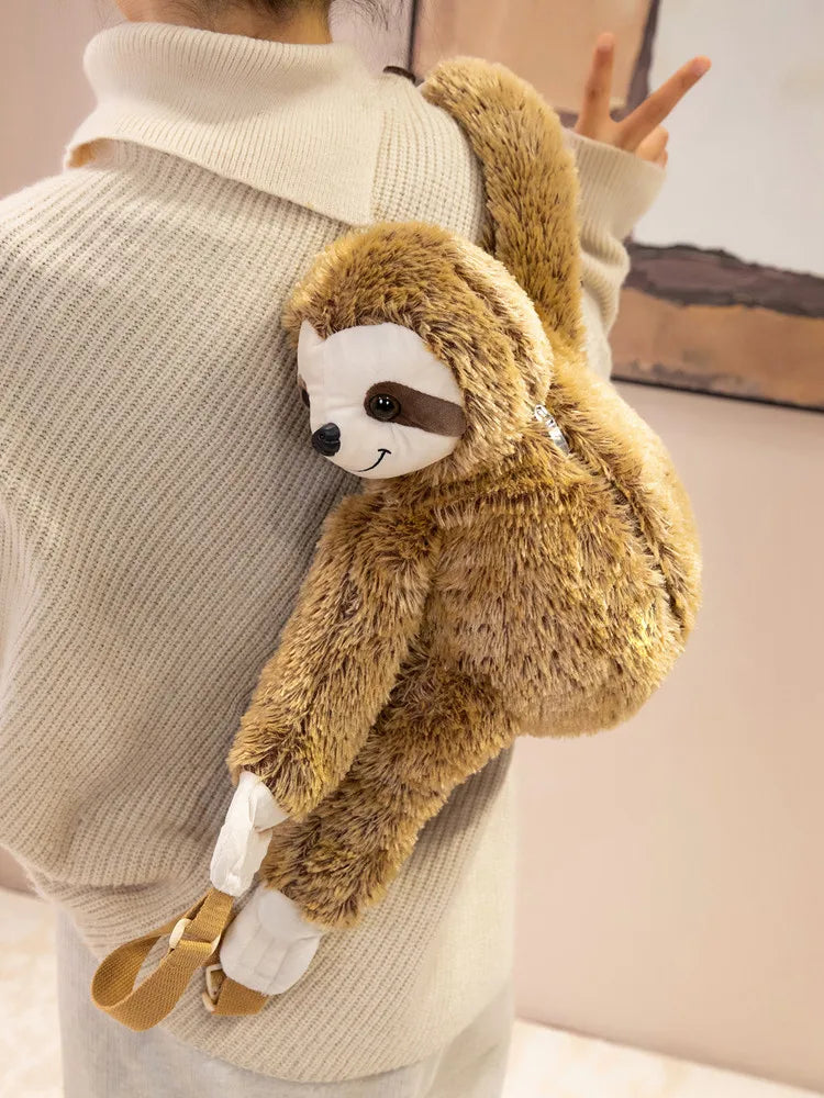 Hot 1pc 40cm Lovely Plush Sloth Alpaca Lemur Elephant Backpack Toy Cute Animal Shoulders Bag Lions Rabbit Giraffe Nice Gift