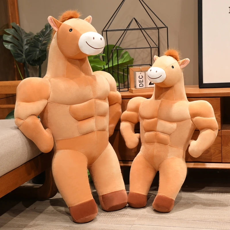 Nice Creative And Quirky Strong Muscular Abdominal Muscle Plush Toy Horse Doll Cute Cartoon Anime Doll Decoration Christma Gift