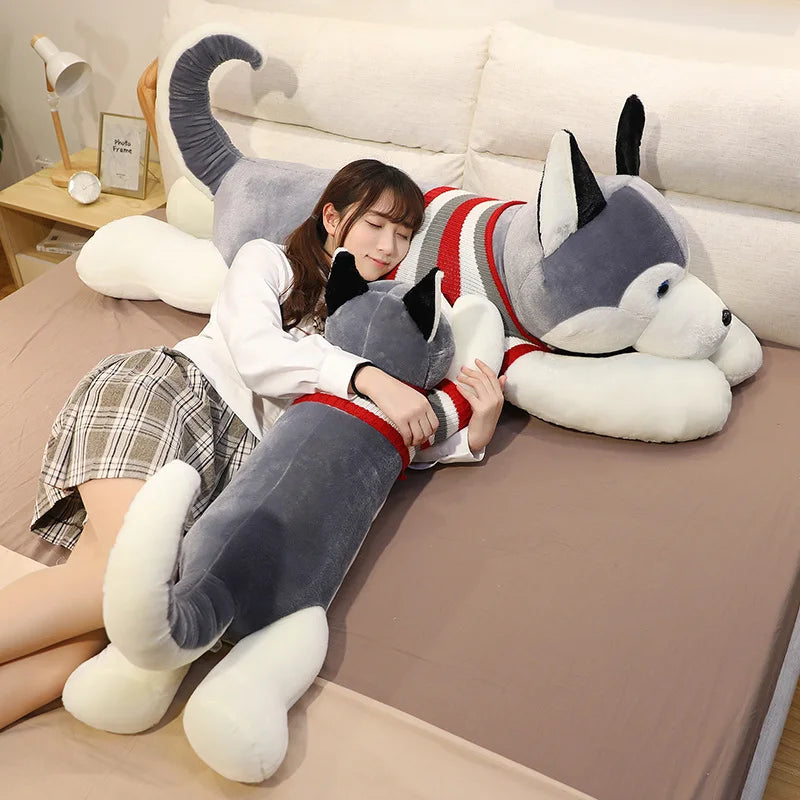 Hot New Huggable Giant Dog Plush Toy Soft Stuffed Husky Long Pillow Cartoon Animal Doll Sleeping Cushion Home Decor Kids Gift