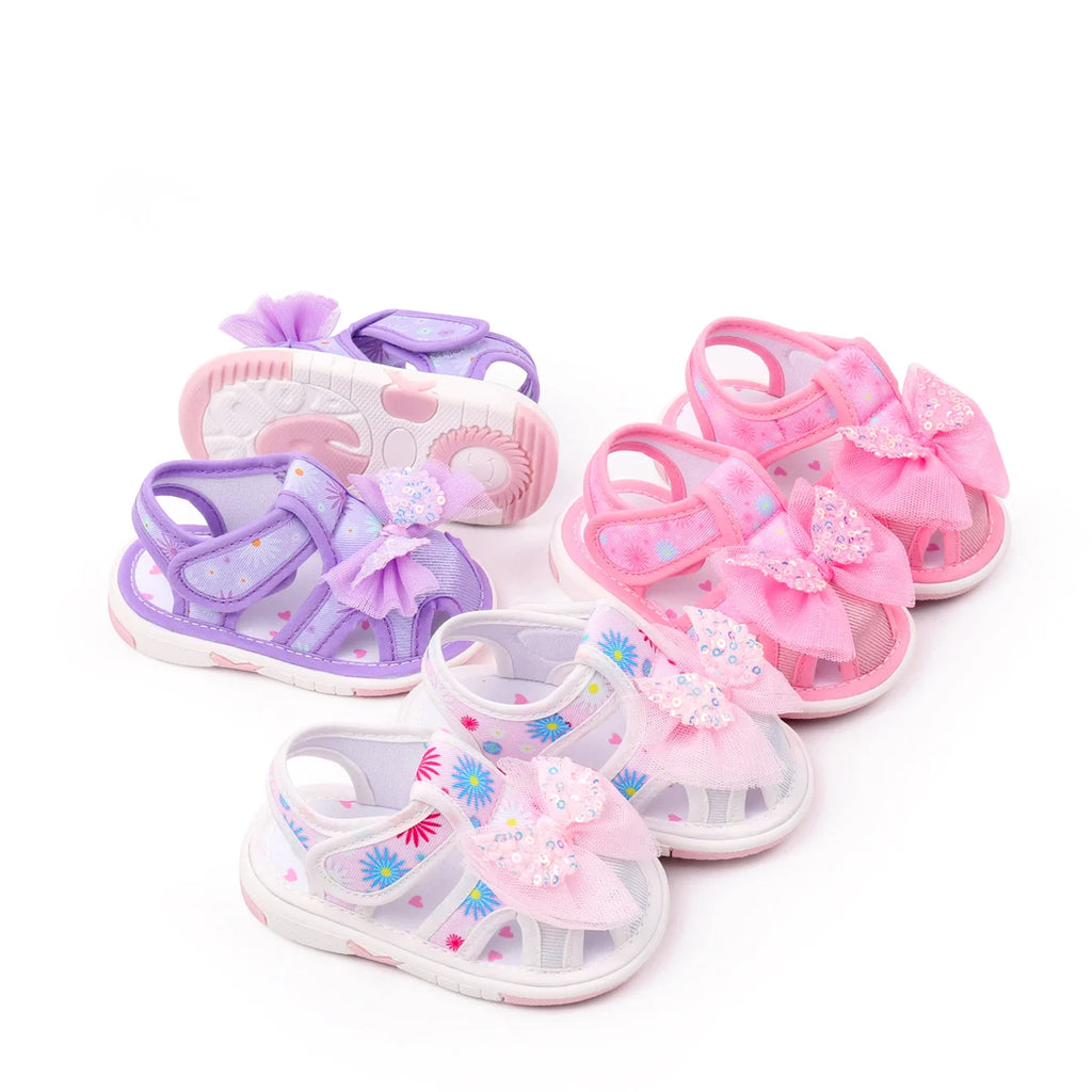 2025 0-2Y Baby Girls Baby Girls First Walking Indoor Outdoor Toddler Shoes With Squeaky Beautiful Design And Soft TPR Sole