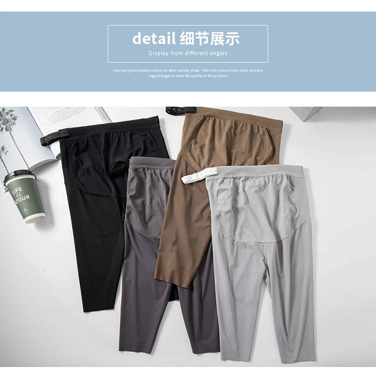 Pregnant Woman Legging Maternity Yoga Pants Summer Sharkskin Fabric Women Thin Black Slim Skinny Sport High Waist Fitness Shorts