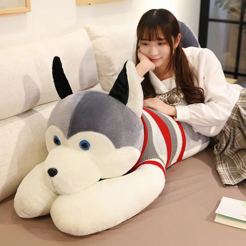 Hot New Huggable Giant Dog Plush Toy Soft Stuffed Husky Long Pillow Cartoon Animal Doll Sleeping Cushion Home Decor Kids Gift