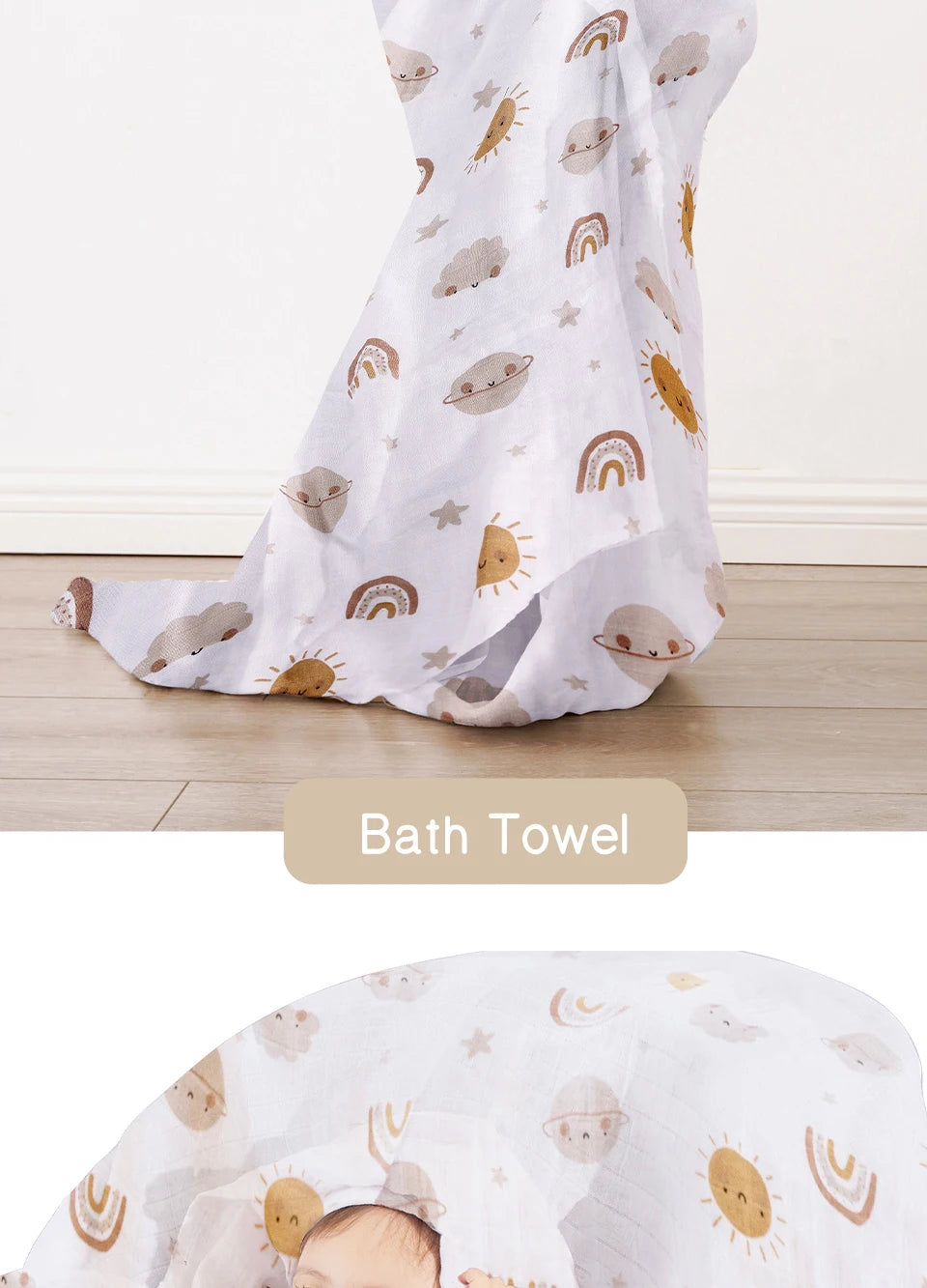 Elinfant 3PCS Bamboo Cotton Muslin Swaddle Blanket Newborn Swaddle Wrap Soft Cozy Nursing Cover Baby Quilt Swaddle Blankets