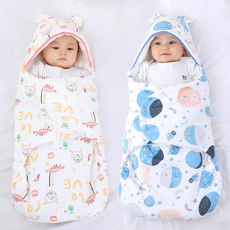 Newborn Baby Sleeping Bags Cartoon Baby Wrap Blankets Autumn and Winter Newborn SleepSack Envelope Thick Cocoon for Baby 0-6M