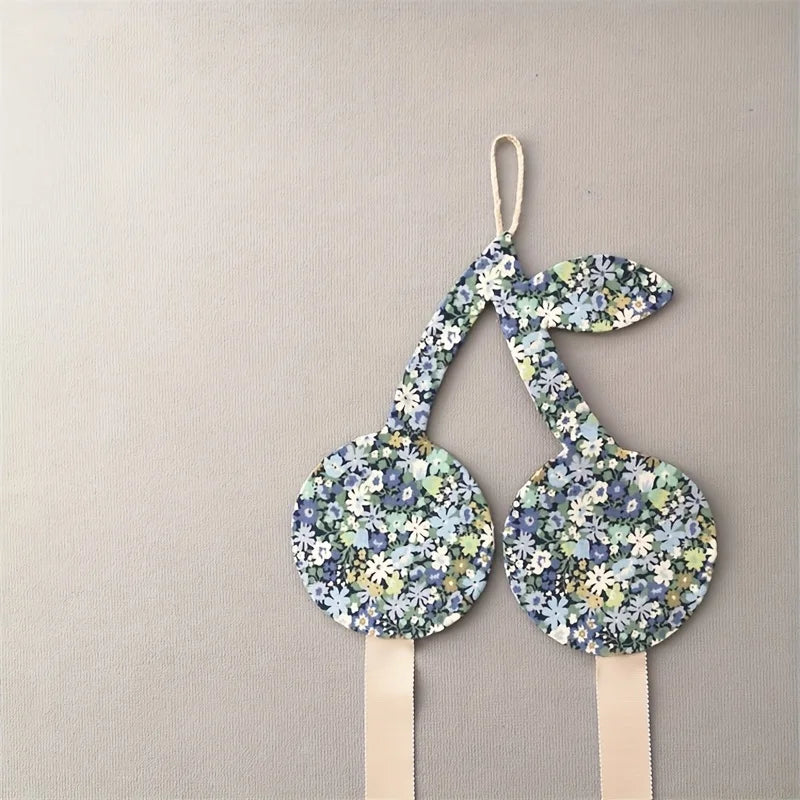 Korean-Style Ins Floral Cherry Storage Strap for Home Hair Accessories, Hairpin Organizer, Girl's Hair Accessory Organizer Hanging Strap, Room Decoration Wall Hanging Decoration.