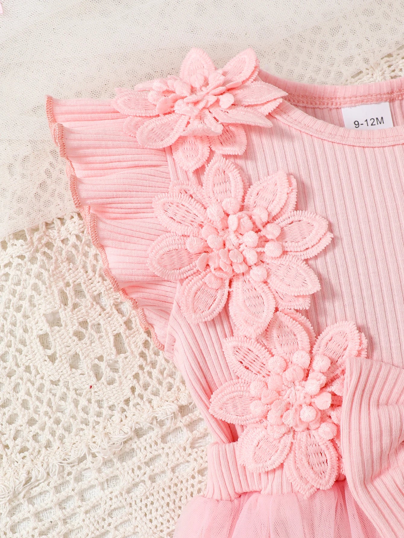 0-18 Months Newborn Baby girl Bodysuit Beautiful Flower Bow Chiffon Jumpsuit+Headband 2Pcs/Set for Baby Summer Fashion Jumpsuit