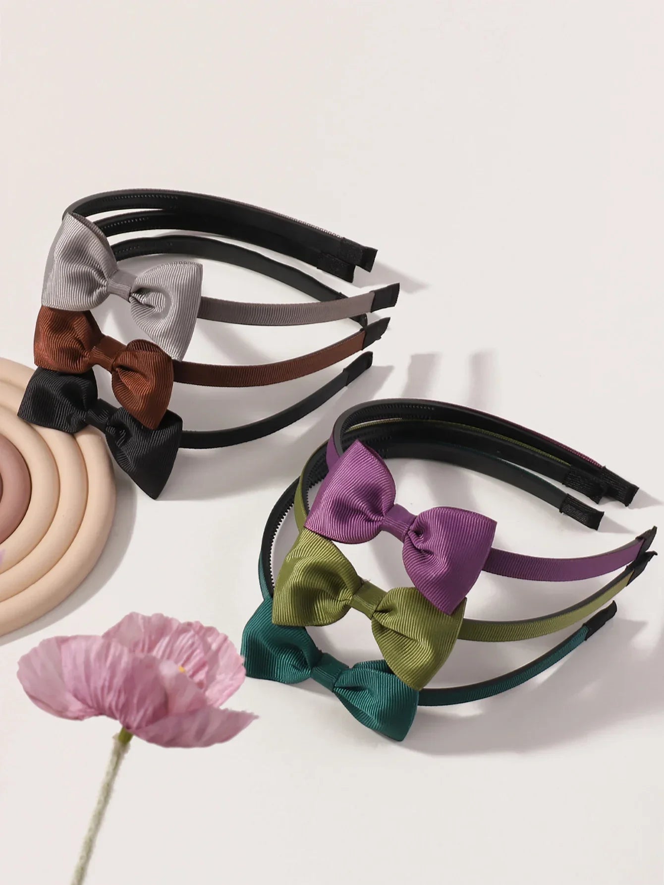 6pcs Solid Color Handmade Headband Ribbons Hair Bows for Girls Cute Children Kids Baby Hair Accessories Gifts
