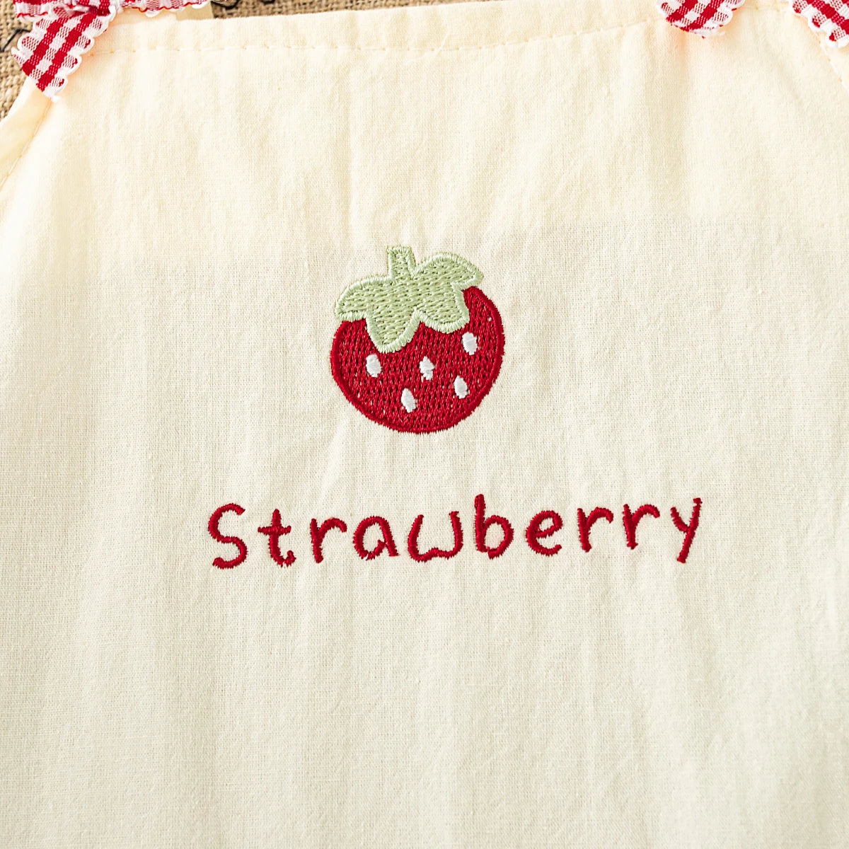 Baby Girl Dress Summer Strawberry Plaid Cotton Suspender Girl Dress Cute Bow Beach Princess Baby Dress Baby Girl Clothes