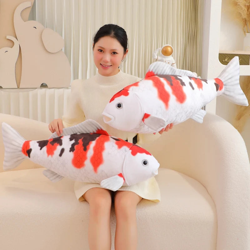 1pc 75CM Simulation Koi Fish Plush Toys Soft Stuffed Cartoon Carp Plushie Pillow For Girls Boys Sofa Home Decor Cushion Gifts