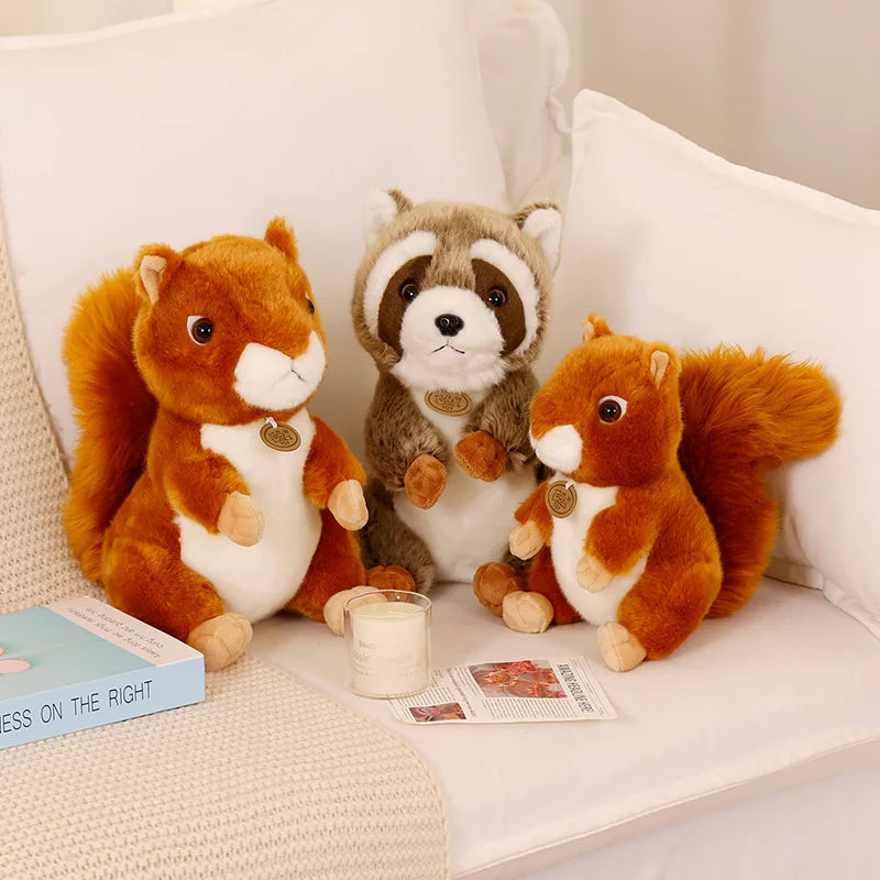 Cute Simulation Squirrel Raccoon Plush Toys Stuffed Soft Animal Dolls For Children Girls Baby Birthday Christmas Gifts
