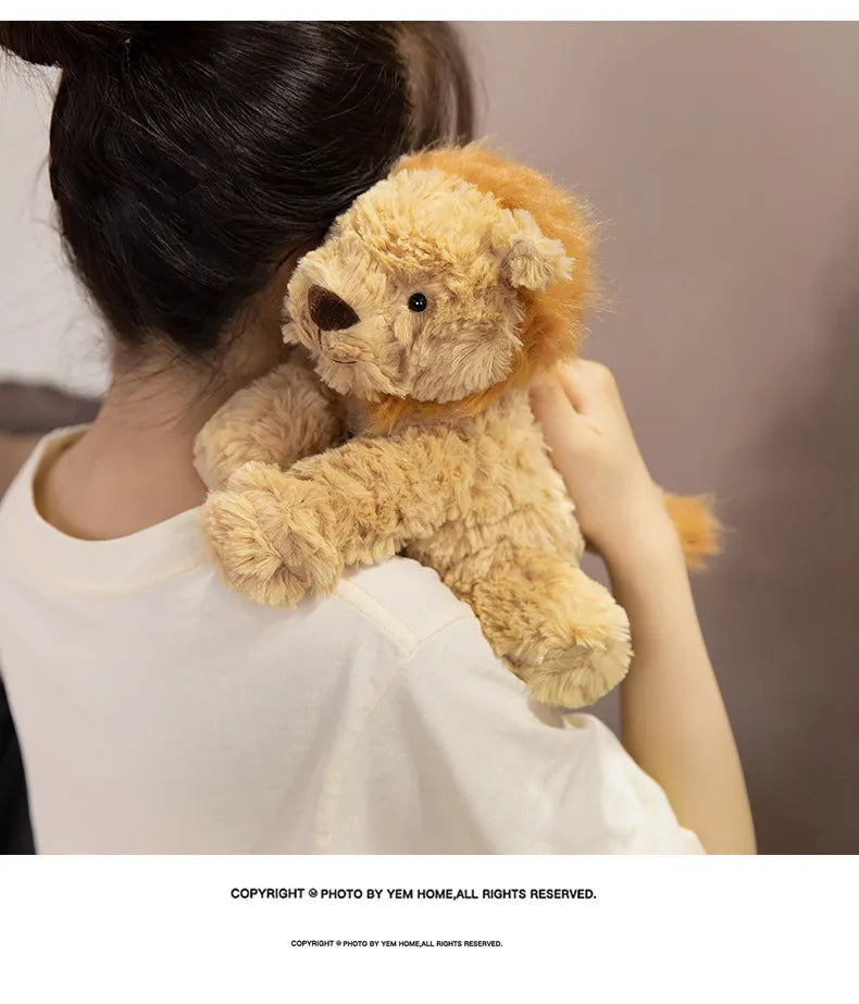 25cm Super Cute Jungle Lion Plush Toy Cartoon Stuffed Animal Doll for Kids Room Decor Boys & Girls Birthday Gift