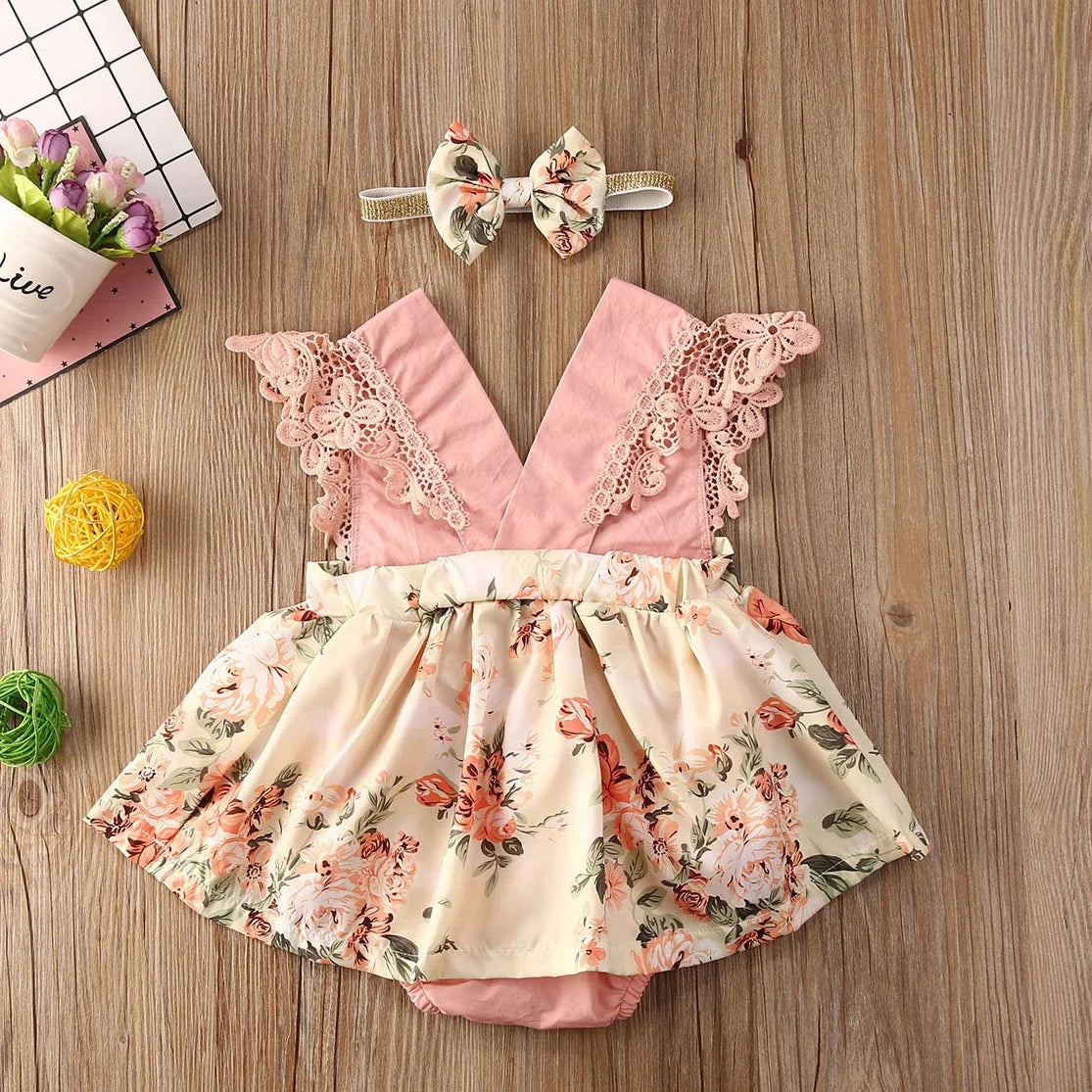 Baby Girl Dress New 2-piece Red Flower Baby Clothing Newborn Girl Lace Dress Princess Skirt Clothing 0-24M Princess Dress