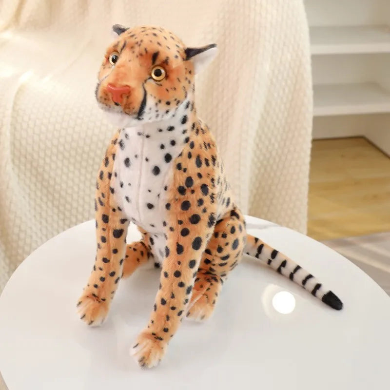 Hot Lifelike Plush Leopard Cheetah Toy Full Stuffed Forest Animal Peluche Doll Room Decor Christmas Holiday Gifts For Boys