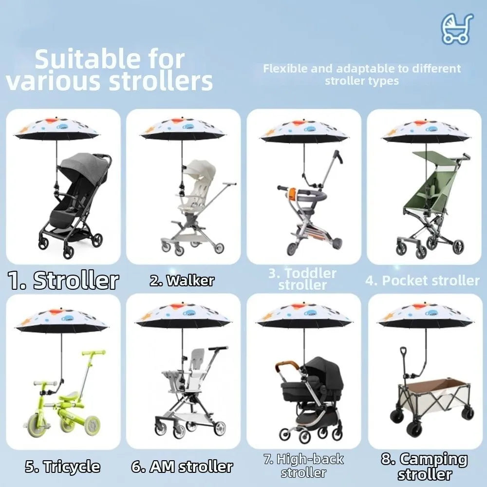 Rainproof Adjustable Umbrella Mount Stand Adjustable Angle Non-slip Clamp Pram Umbrella Bracket Portable Flexible