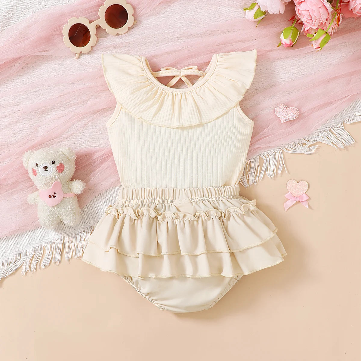 0-3 Year Baby Girl Doll Collar Sleeveless Top+Cake Skirt Set Toddler Summer Set fit for Mothers' Little Princess Baby Clothing
