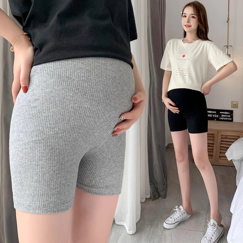 Pregnant Women Summer Pants Comfortable Cotton Trousers Letters Embroidery Pregnancy Short Leggings Slim Stripe Maternity Shorts
