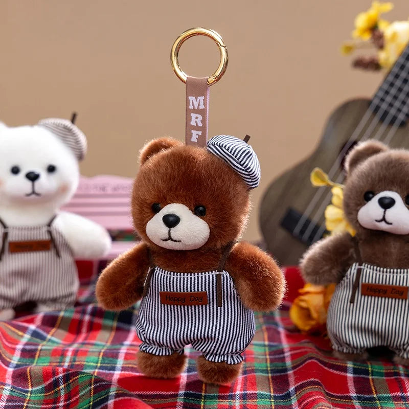 10cm New Kawaii Little Bears Pendant Plush Toy Stuffed Soft Animal Cartoon Bear Backpack School Bag Keychain Decor for Kids Gift