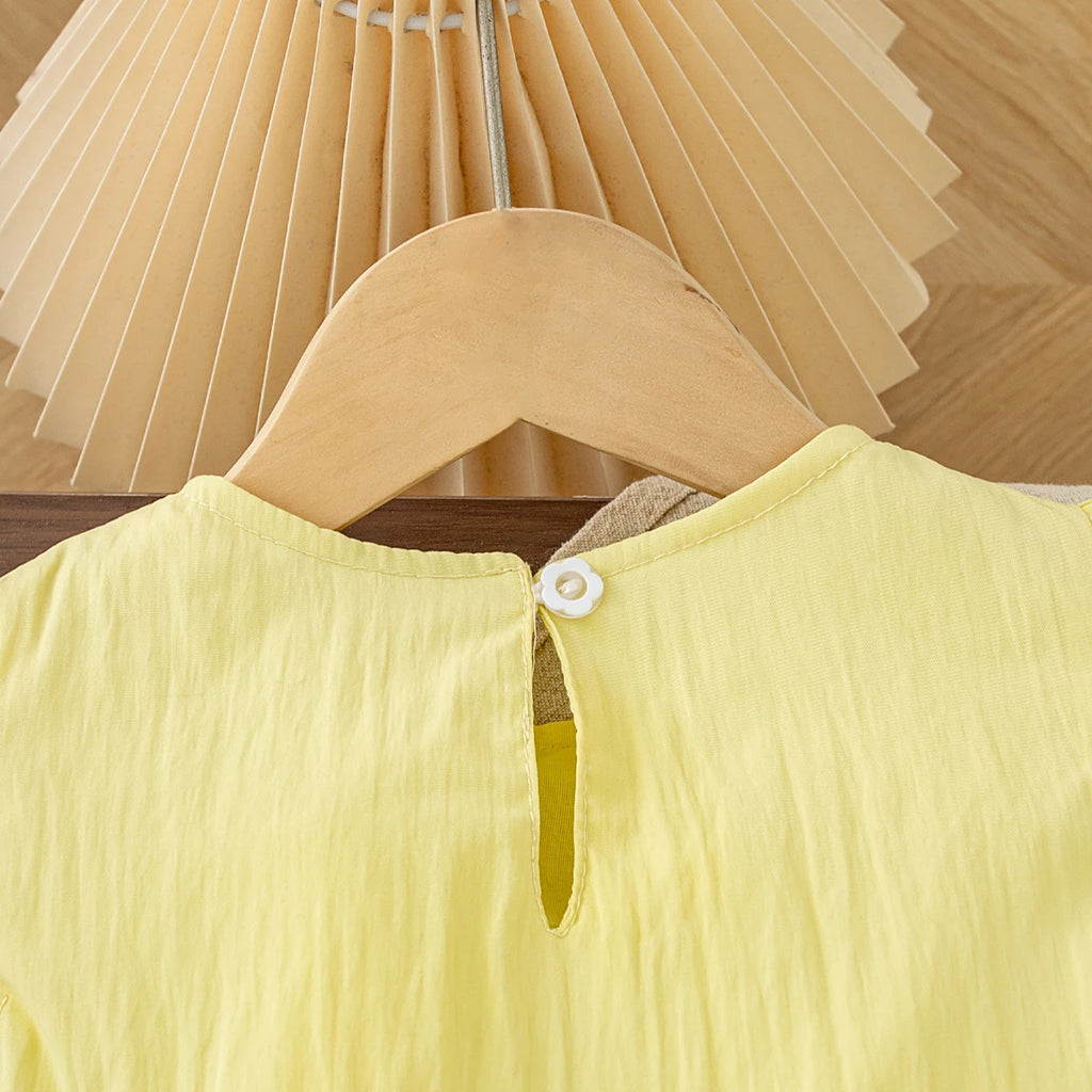 Summer New Baby Girl Yellow Dress Beautiful Flower Children'S Sleeveless Clothes (9 Months -4 Years Old)